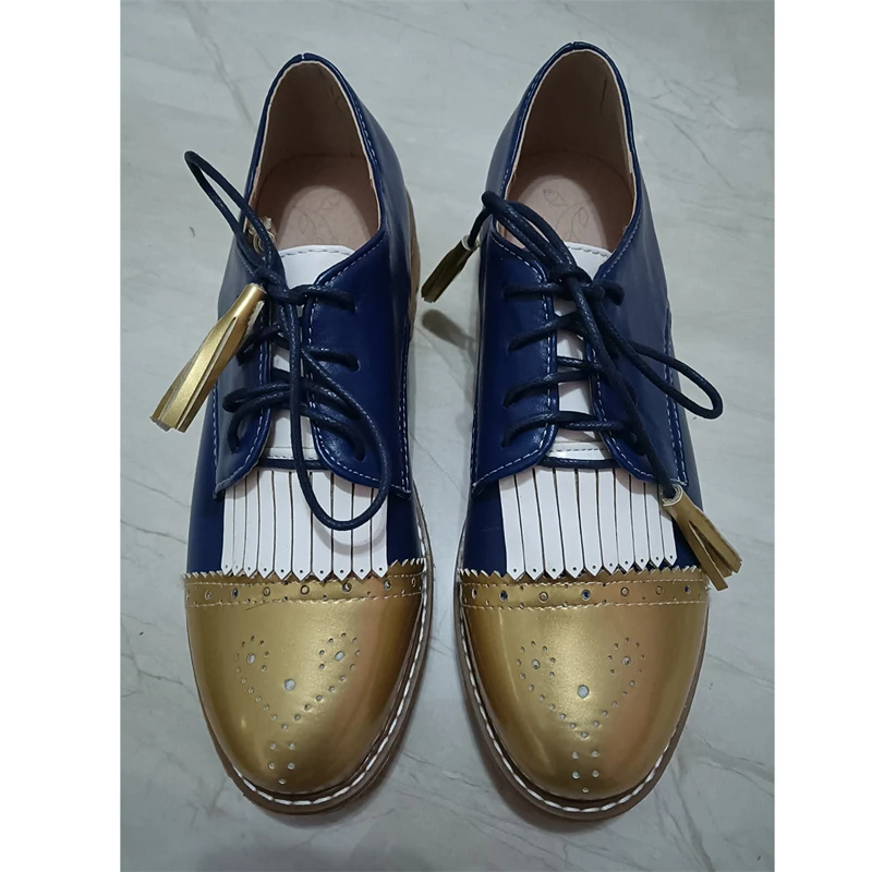 Vintage Lace Up Oxford Shoes Loafers For Women Sneakers Female Oxfords Fashion Mixed Colors Flats Single Shoes Woman Spring 2024