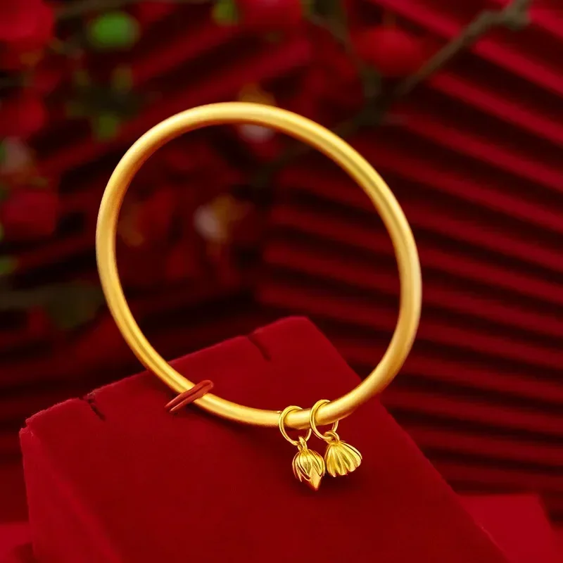 Eldorado Gold  9999 Real Gold 24K ancient method inheritance two worlds bracelet, national style lotus pod lotus ancient method