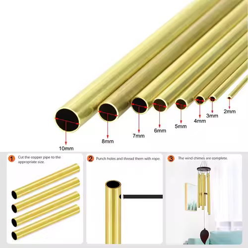 1pcs Brass Tube DIY Length 200mm 300mm 500mm Brass Round Tube Tube Round Diameter 25/22/20/18/16/14/12/10/8/6/5/4/3/2mm - Image 3