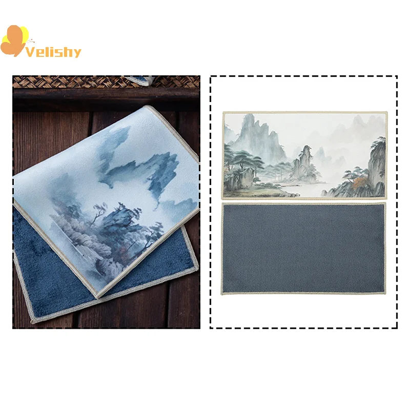 30*18cm 고급 차 타월, 레트로 스타일과 화려한 그림, 특별한 차 마시는 천, 프리미엄 차 세트