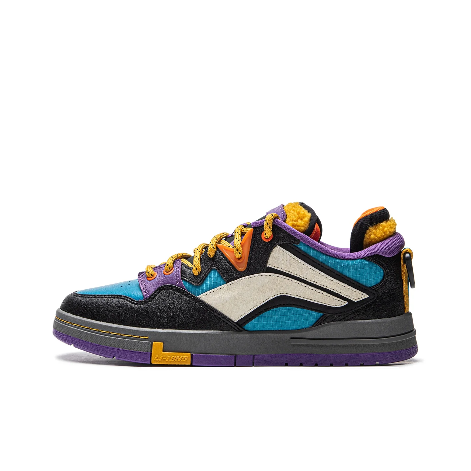 Li Ning Wave PRO Slip Resistant Abrasion Resistant Low top Skateboard Shoes Men's Black Blue White AECU031-3