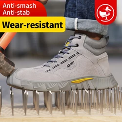 Men's safety shoes wear-resistant soft collision resistant puncture resistant scald resistant gray  seasonal sports work shoes