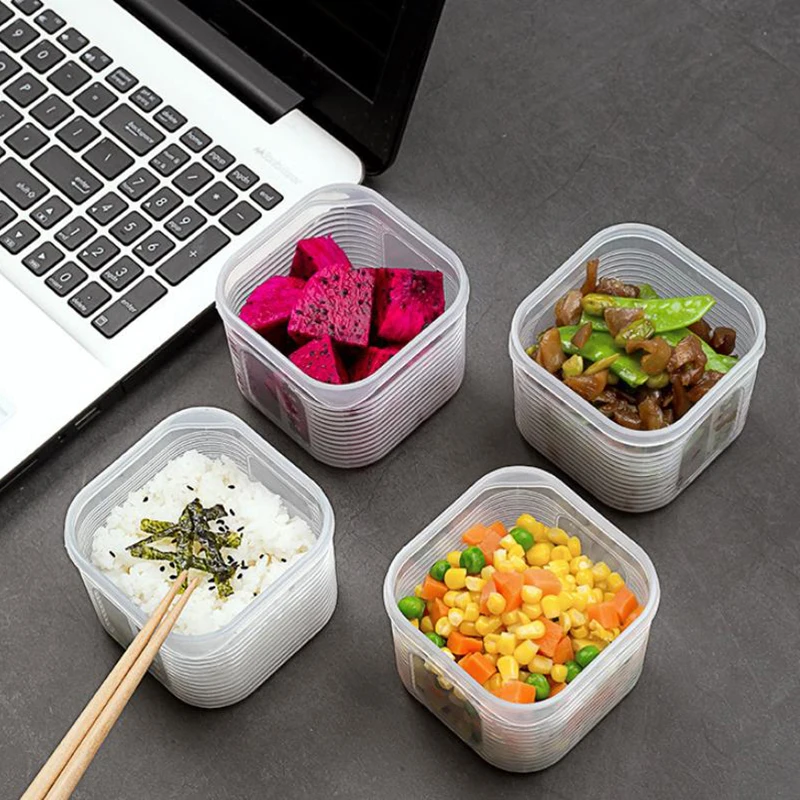 Food Storage Container 6 Grids Vegetable Fruit Fresh-keeping Box With Lid For Refrigerator Kitchen Spice Seasoning Storage Jar