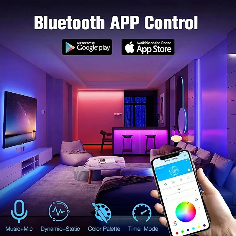 USB LED-Lichtstreifen APP-Steuerung Farbwechsel 5050 RGB LED-Licht Flexibles Lampenband für Raumdekoration TV-Hintergrundbeleuchtung Diode – Detail 10