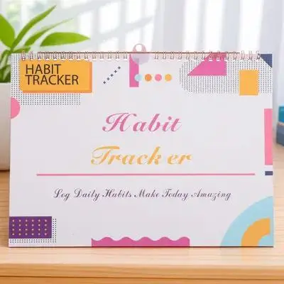Monthly Desk Calendar Planner Spiral-Bound Habit Tracker Notebook for Home Office Use