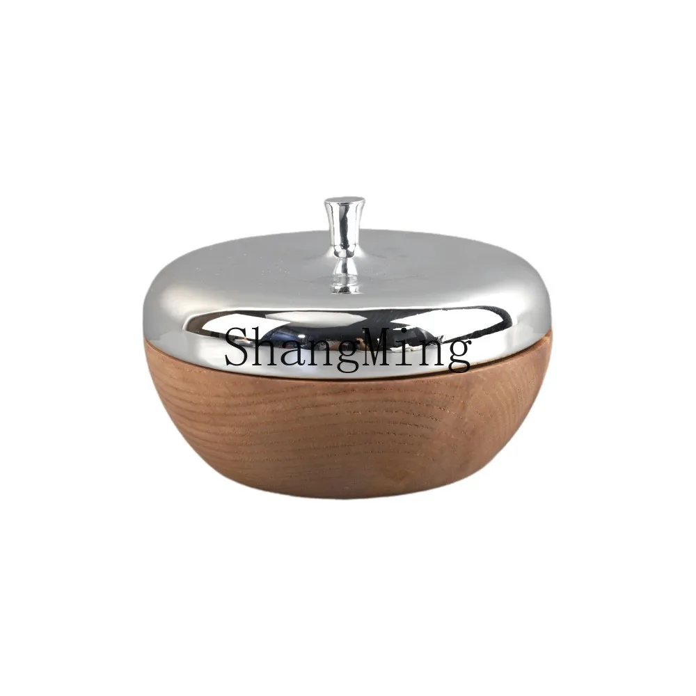 

DSA Light Luxury Stainless Steel Candy Storage Jar with Lid Leather Chair Ornament Home Accessories