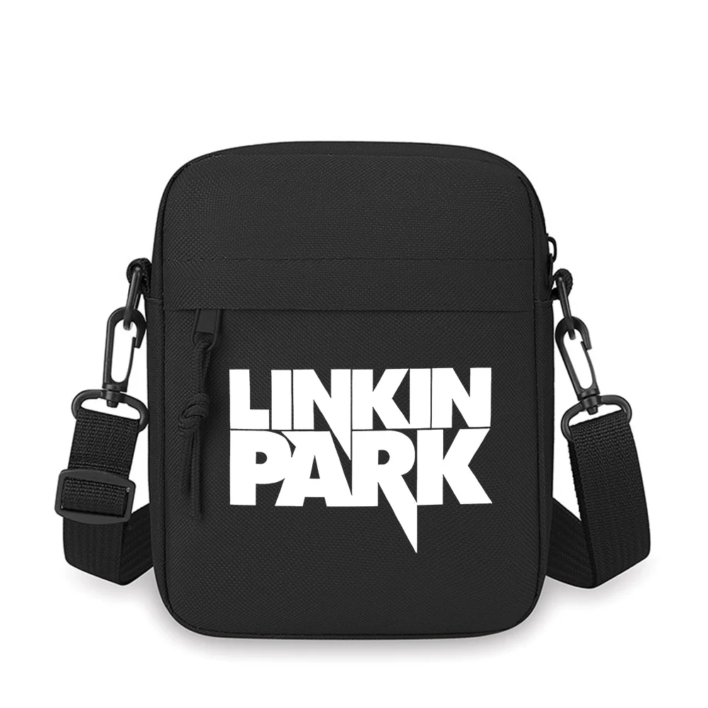White words black background rock music Men Crossbody Bag Single Shoulder Women Cartoon Anime Film Printing Design Unisex