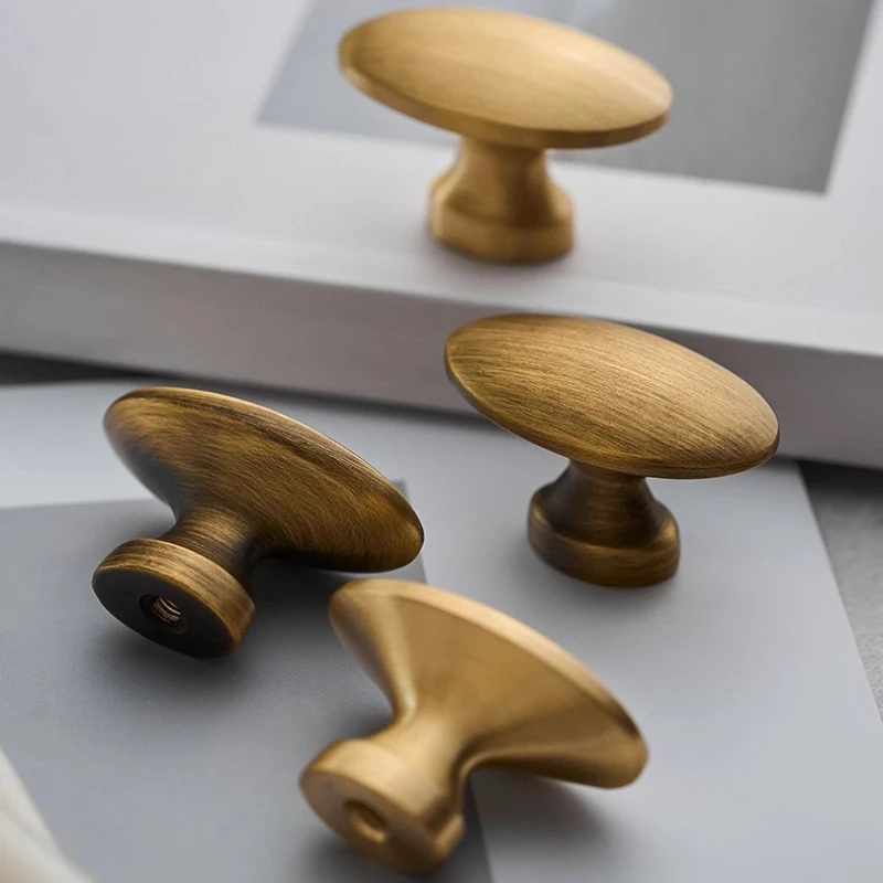 

Brass Pull Furniture Kitchen Handles Cabinet Door Gold Oval Cabinet Single Hole Nordic Light Luxury Wardrobe Cabinet Drawer Pull