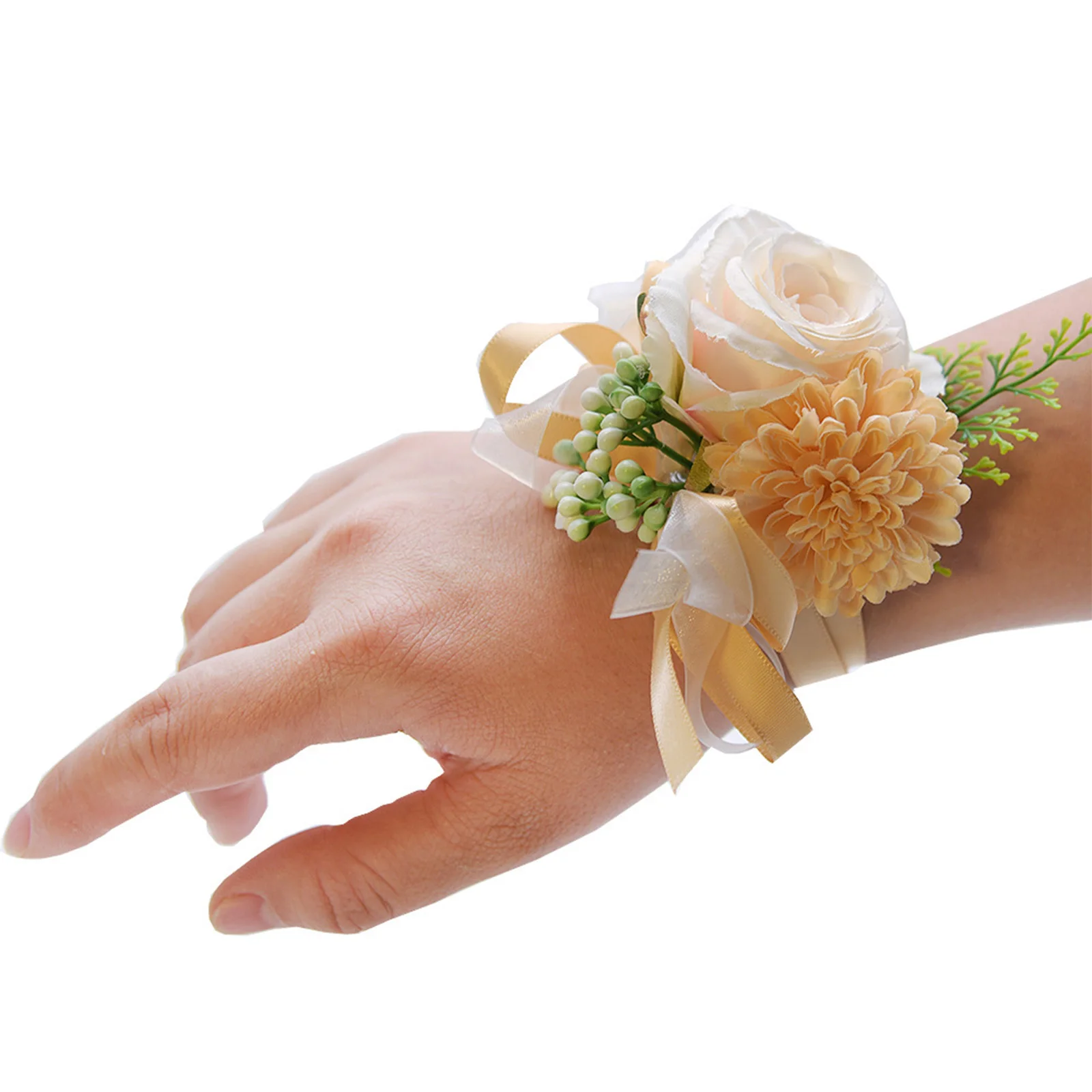 Wedding Flower Bride Groom Bridesmaids Flowers Groomsmen Homecoming Prom Flowers Artificial Wrist Corsage Flower