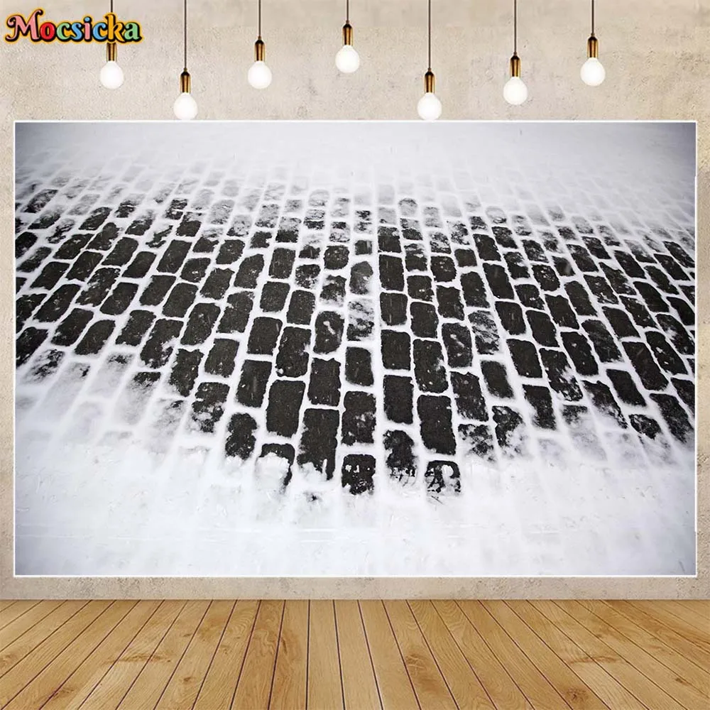 

Mocsicka Ice Snow Road Winter Backdrop for Photography Snow Covered Kids Portrait Background Photo Studio Photocall Props Poster