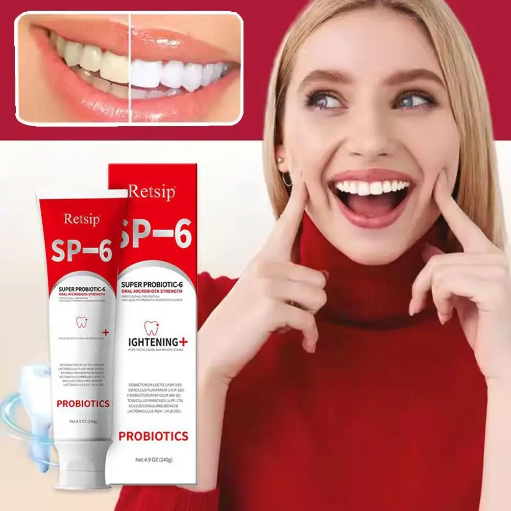 140g SP-6 Probiotic Toothpaste Whitening Remove Stains Long Lasting Freshens Breath Protect Gums Boost Immunity Oral Health Care