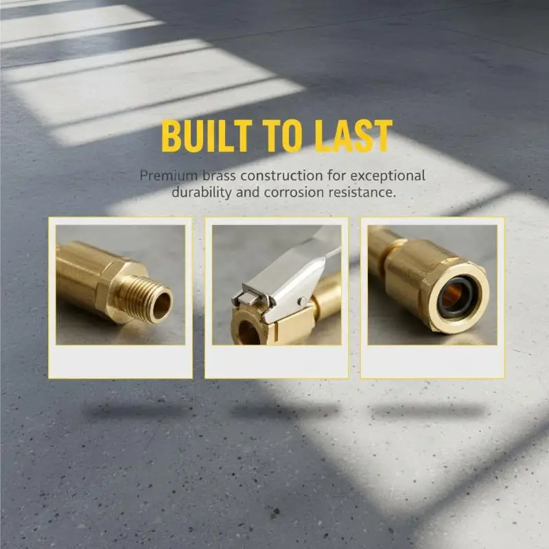 2PCS Brass Tire Air Chuck Nozzle Adapter Locking Clip Secure Tire Inflation for Vehicle Bike Garage