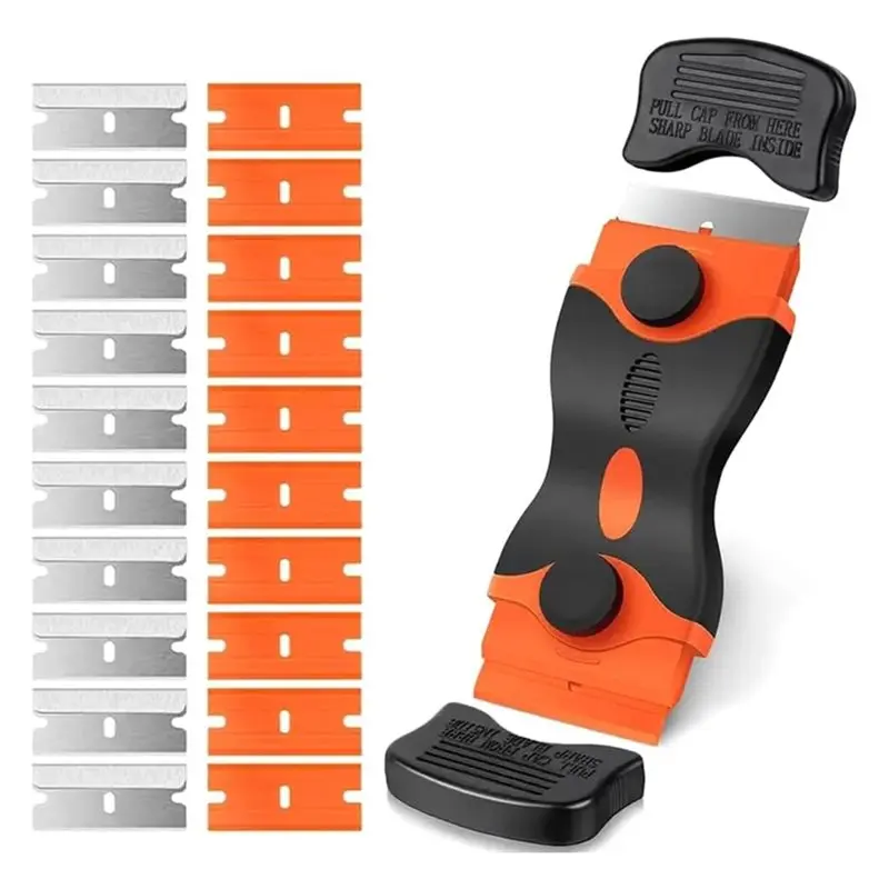 A53M-Blade, Tool With 10Pcs Plastic Blades And 10Pcs Metal Blades, Multi-Purpose Cleaning Scraper Adhesive, Paint Removal