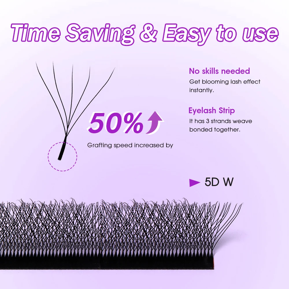 Merrdear Wholesale 20trays/set 5D W Shape Lashes W-Shaped Eyelash Extensions Light Dense False Lashes for Beauty Makeup Salons