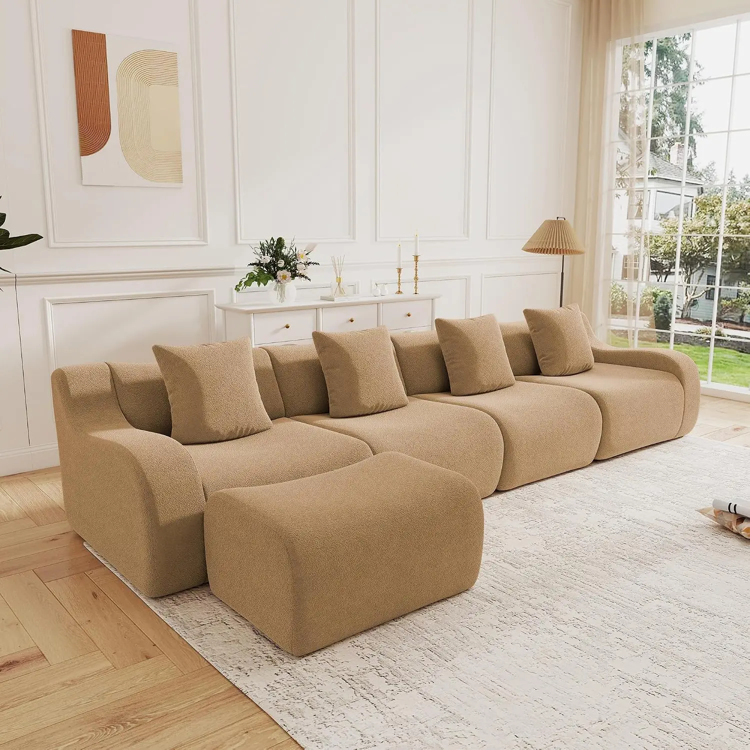 Oversized Modular Sofa, 148 Inch Sectional with Deep Seat, 4 Seater for Living Room Apartment, No Assembly, L Shaped, Customized
