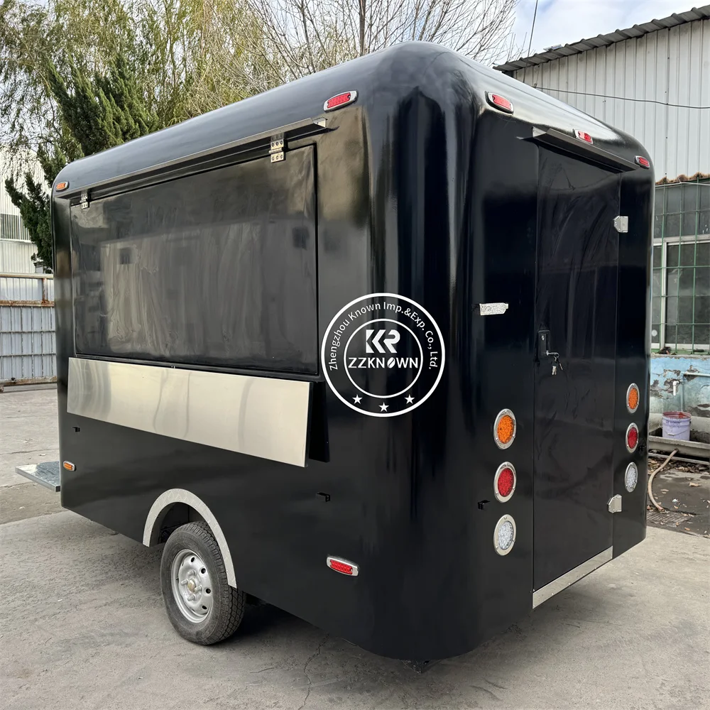 Trailer Makanan Hamburger Komersial Gerobak Hot Dog Stainless Steel Truk Makanan Cepat Saji Seluler Dengan Dapur Lengkap