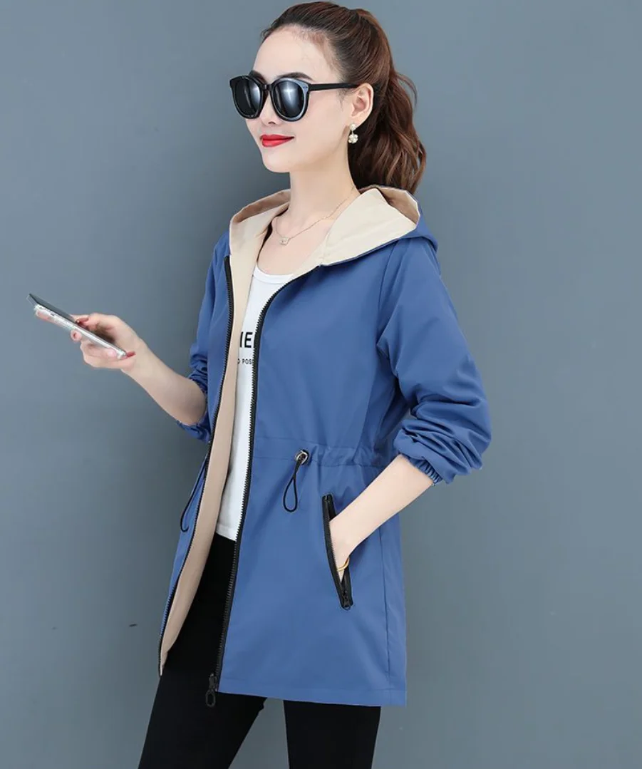 Doppelseitige Graben Mantel Frauen 2023 Neue Koreanische Casual Frühling Herbst Lose Mid Lange Windbreakers Weibliche Oberbekleidung Gabardina Mujer