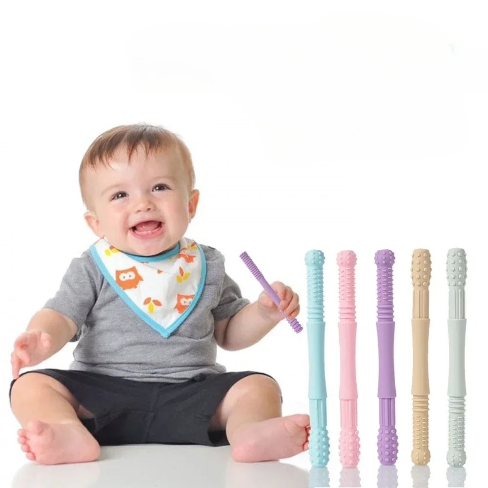 

Children Kid Teether Silicone Chewing Tube Oral Muscle Training Tool Kid Anti-eat Hand Molar Stick Autism Sensory Speak Therapy
