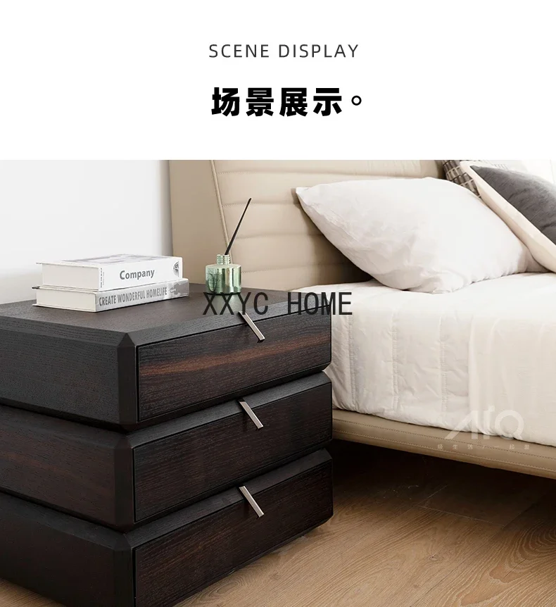 Скандинавский креативный вращающийся прикроватный шкаф, современный простой и легкий роскошный прикроватный шкаф для главной спальни, шкаф для хранения