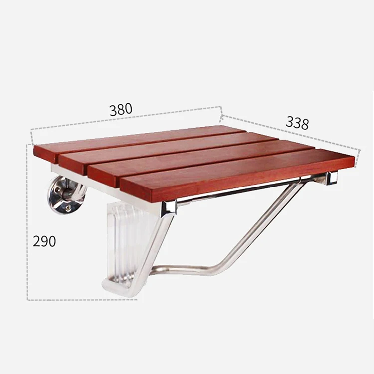 Modern Design Retractable Shower Bathroom Chair Wooden Folding Stool Bench for Seniors