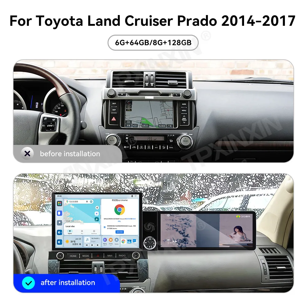 Car Accessories Radio For Toyota Land Cruiser Prado 2014-2017 Android Auto GPS Navigation Multimedia Stereo Receiver Head Unit