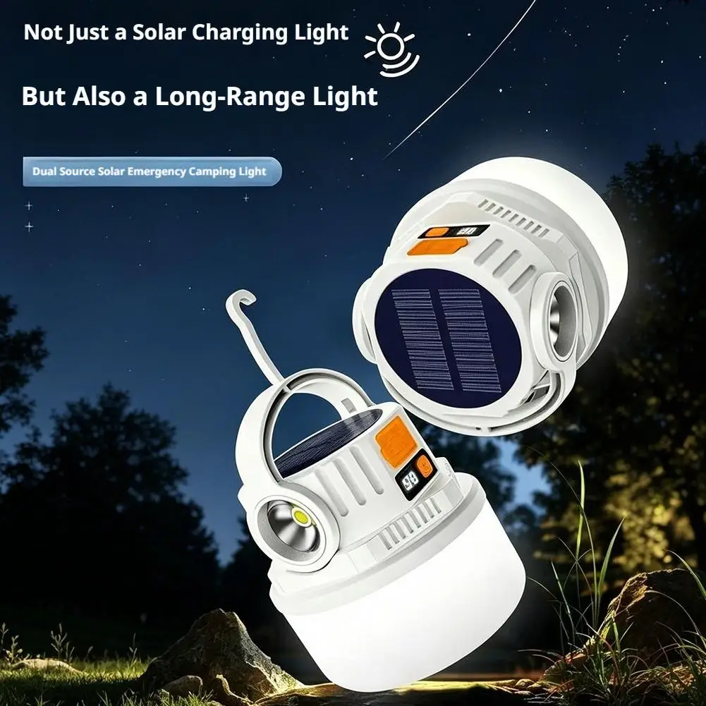 Dual Light Camping Lamp Emergency Outdoor LED Solar Street Lamp Digital Display Rechargeable Camping Lamp