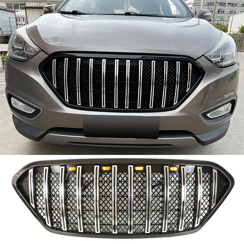 

Grill W/light Fits For 2013-2016 Hyundai IX35 Black/Chrome Grill