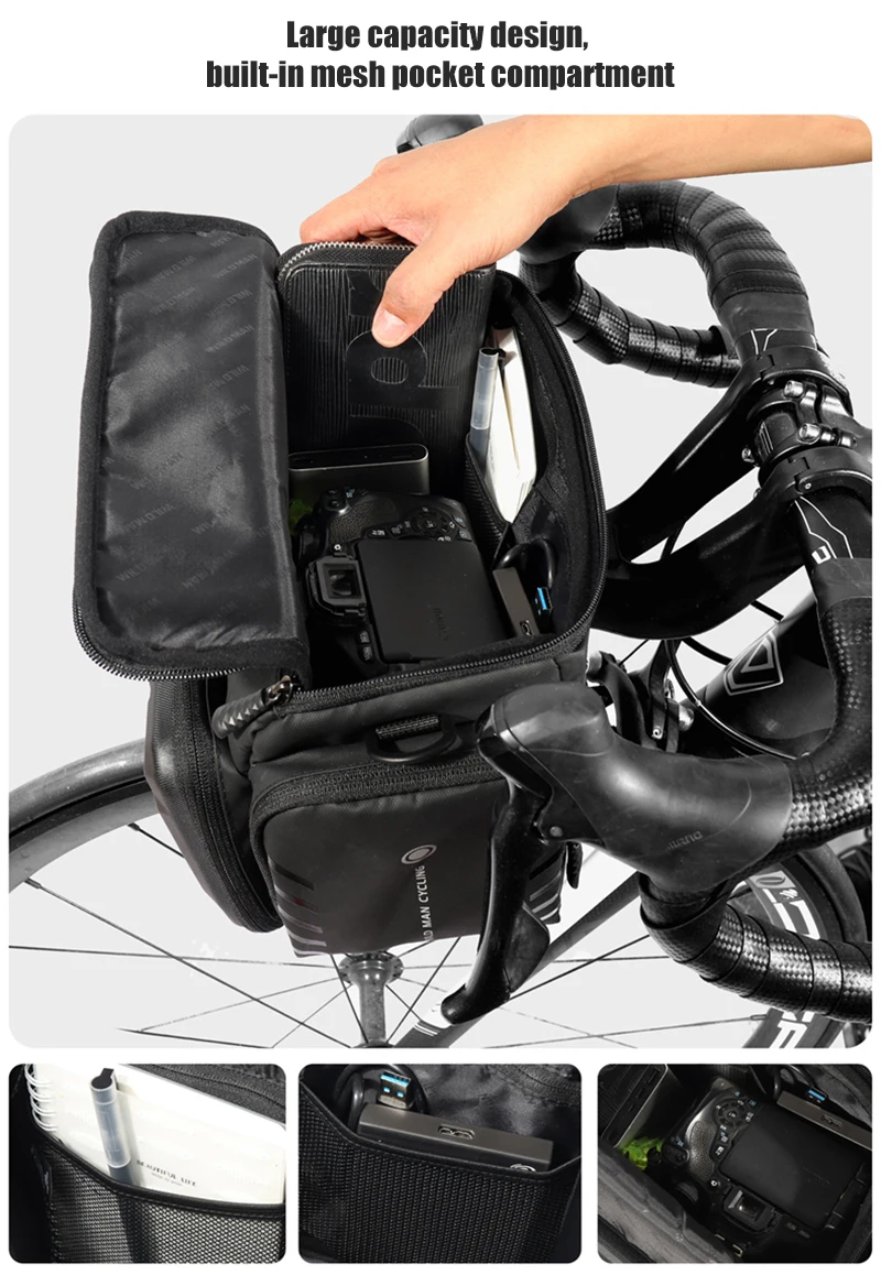 WILD MAN BBG071 Fahrrad Lenkertasche EVA Hartschale Regenschutz Aufbewahrung kleiner Zubehörteile – Detail 12