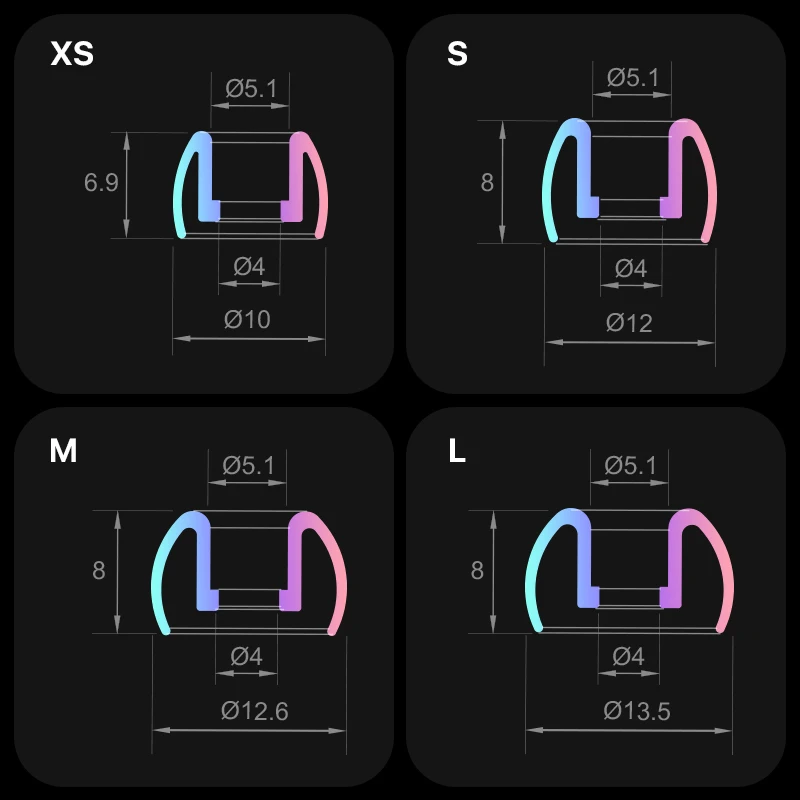 Whizzer EASYTIPS SS20 ซิลิโคนชนิดใส่ในหู Eartips XS/S/M/L ขนาด 4 คู่ใน 1 กล่อง