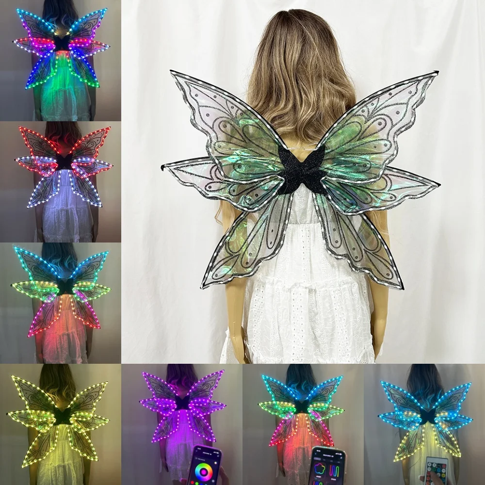 

Sparkling LED Fairy Wing Remote/App Control Cosplay Butterfly Fairy Wings Birthday Angel Wings Masquerade Party Perform Costume