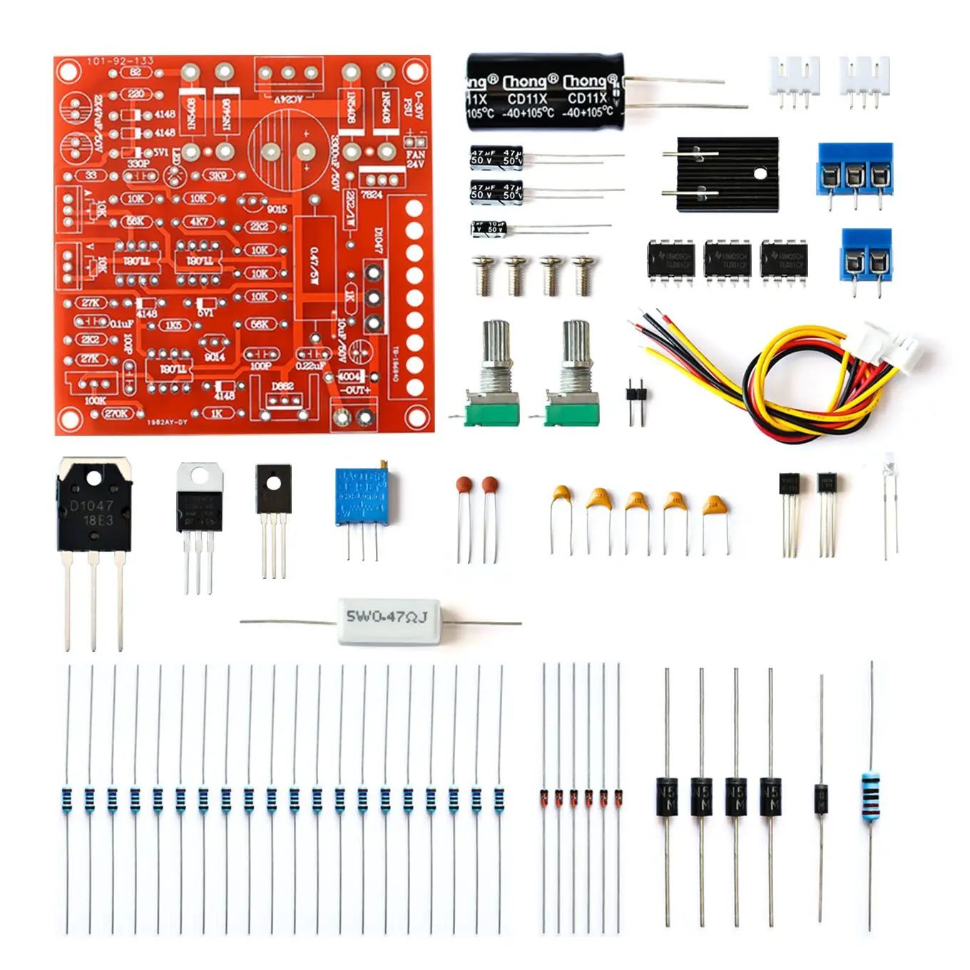 Free Shipping 0-30V 2mA - 3A Adjustable DC Regulated Power Supply DIY Kit Short Circuit Current Limiting Protection