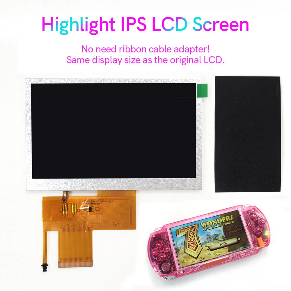 NEW Highlight Bright IPS LCD Screen Replacements For PSP 1000 1001 Console Spares