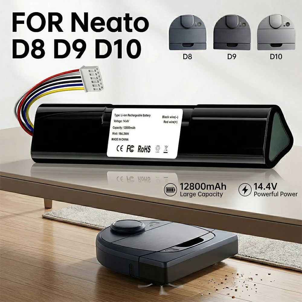 for Neato Botvac D8 D9 D10 Connected Battery 14.4V 12800mAh Upgraded Li-ion Replacement Long Runtime Vacuum Cleaner Parts