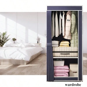 Simple wardrobe for clothes, folding cabinet, minimalist fabric cabinet, dust-proof hanger 10 Main Sales Folding Cabinet - №8