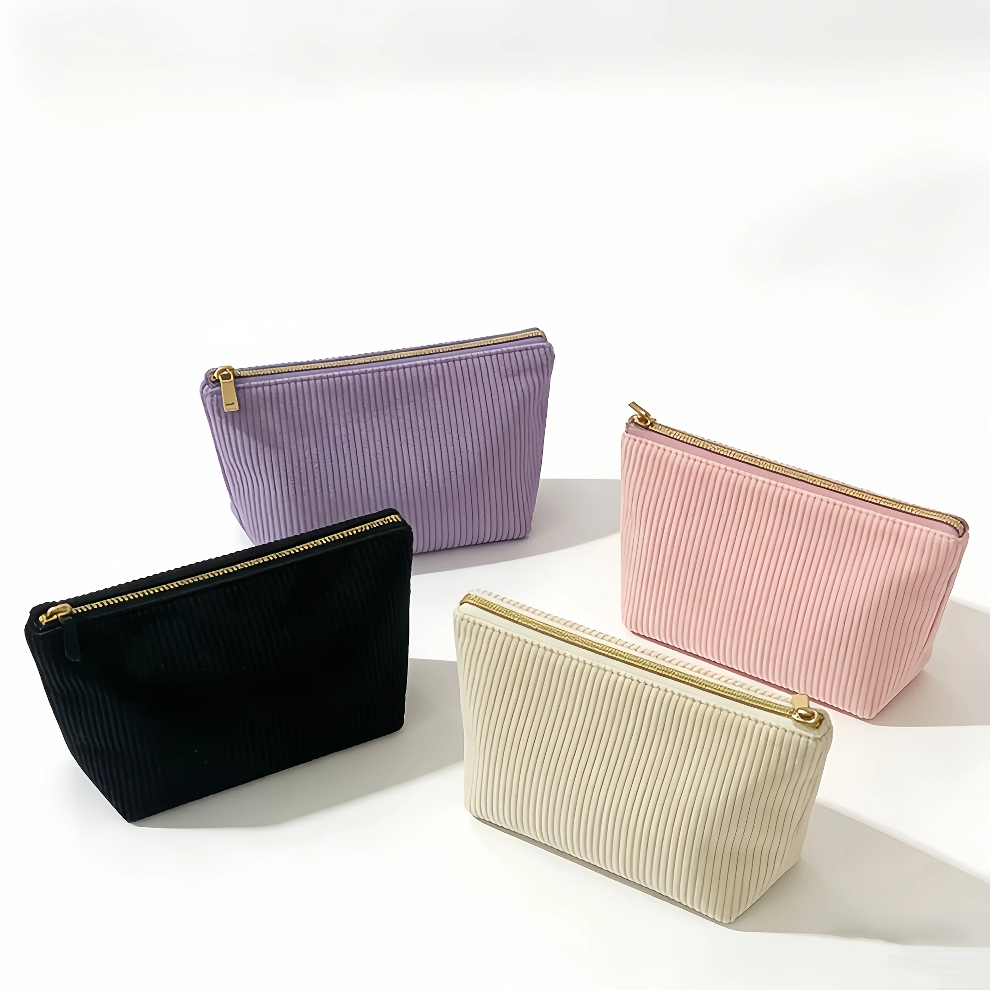 

Large capacity solid color cosmetic bag, travel portable zipper wash bag, one piece to store all beauty, simple storage bag