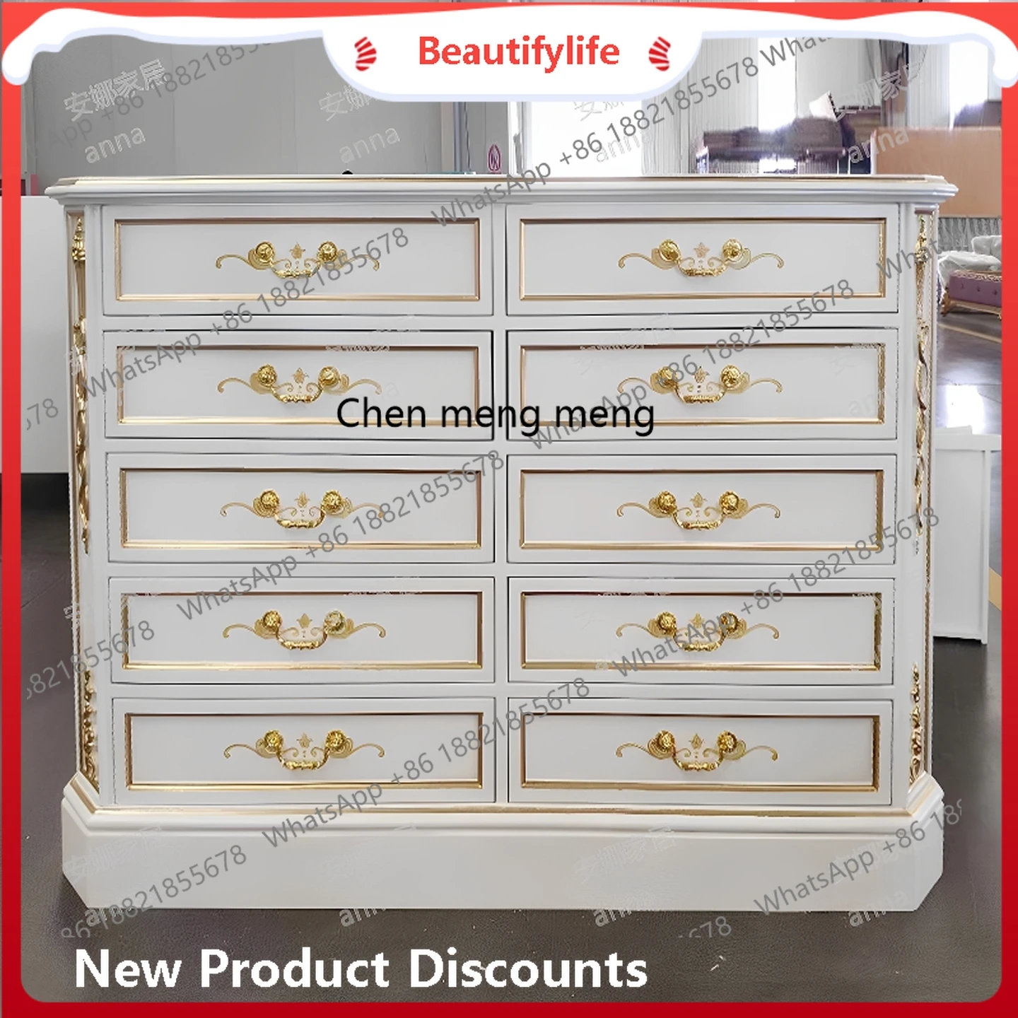 European jewelry counter Solid wood engraving Gold foil Cloakroom Jewelry display Jewelry cabinet   H