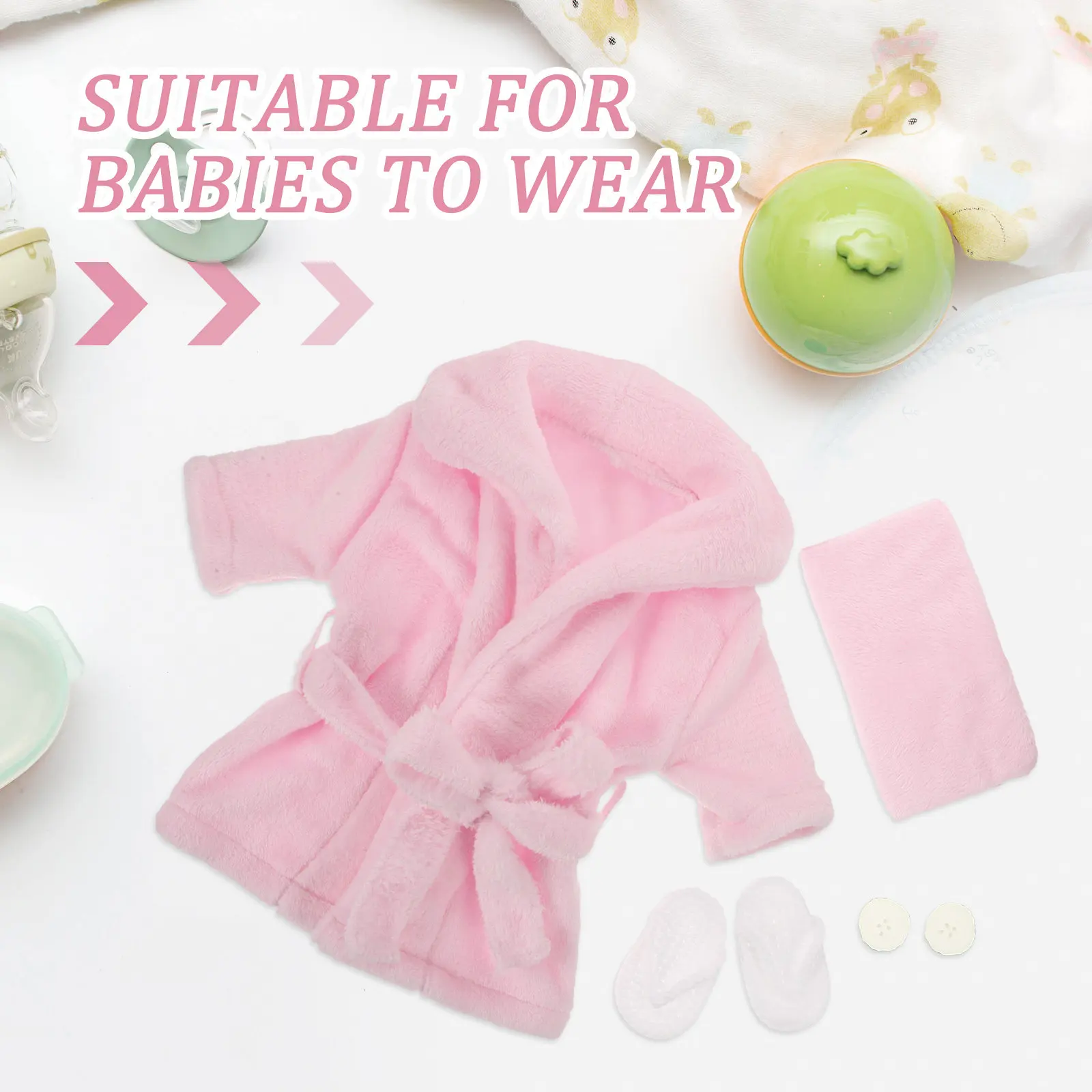 1Set Newborn Bathrobe Prop Set Elegant Coral Fleece Baby Bath Towel Soft Breathable for Photo Shoot Toddler Beach Party Towel