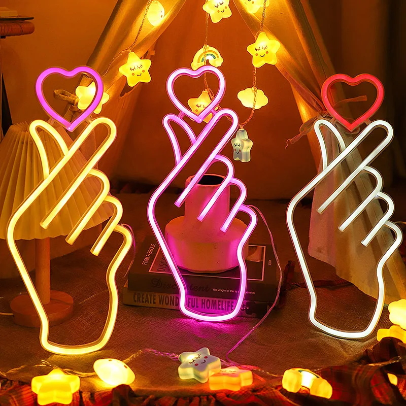 

Neon Signs Light Finger Love Modeling LED Lights for Wall Indoor USB or 3-AA Battery Powered Home Room Decor 020