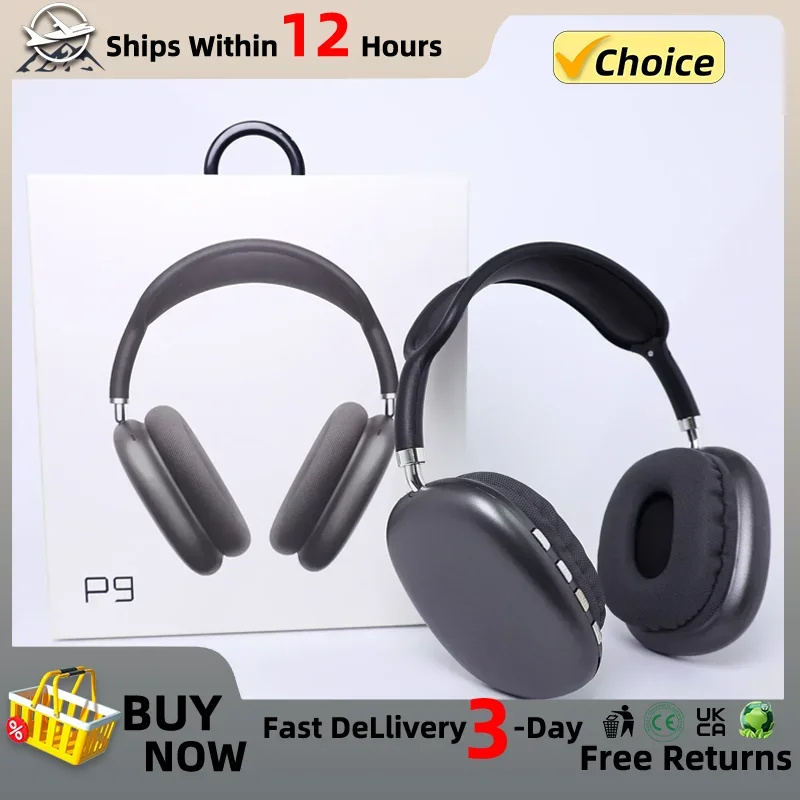 New 5pcs P9 Pro Max New with Card Slot Noise Canceling Wireless Bluetooth Headset with Microphone Over-Ear Sports Gaming Headset