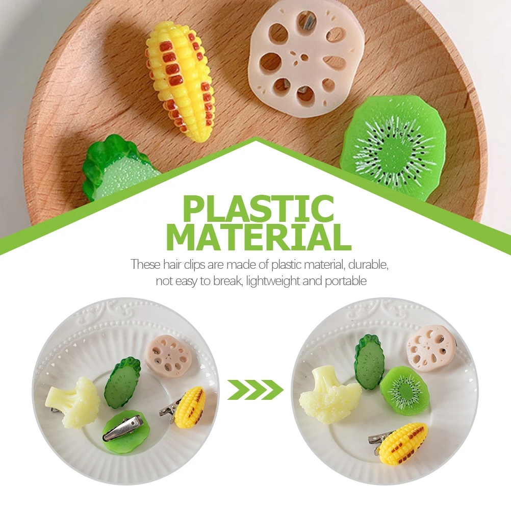 

20pcs Fruit Barrettes Vegetable Shape Hairpins Durable Lightweight Plastic Hair Clips Girls Creative Fruit Vegetable Hair