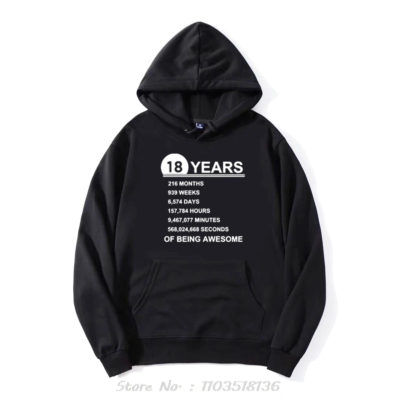 Vintage 18th Birthday Gift Idea Hoodie 18 Years Old Of Being Awesome Anniversary Hoody Cotton Youth Boy Present Tops Sweatshirt