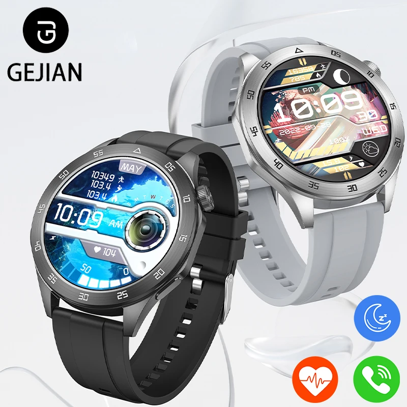 

GEJIAN Новые 5,3 Bluetooth Смарт-часы 1,45-дюймовые 412*412 HD Разрешение Мониторинг сердечного ритма Android iOS Смарт-часы с вызовом