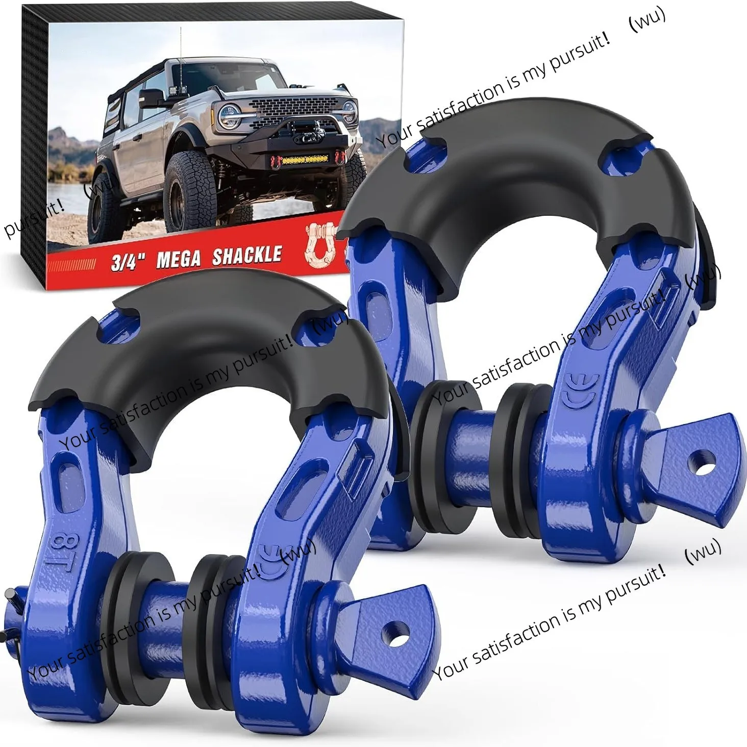 ZOCI-High Strength 8T Shackle Shaped Forged Spray Plastic American Bow Off-Road Vehicle Trailer, Heavy Duty Tensile Ring