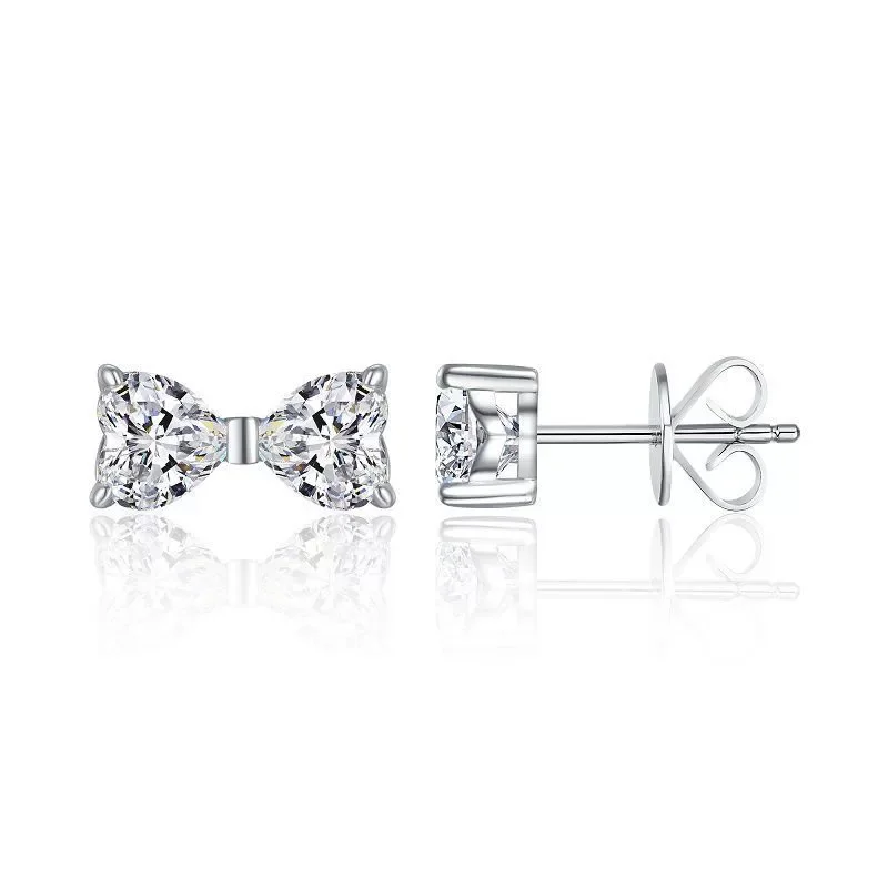 

ZFSILVER модные модные классические серьги из серебра 925 пробы цвета D с муассанитом и бантом в форме сердца, женские аксессуары, ювелирные изделия, подарок E15661