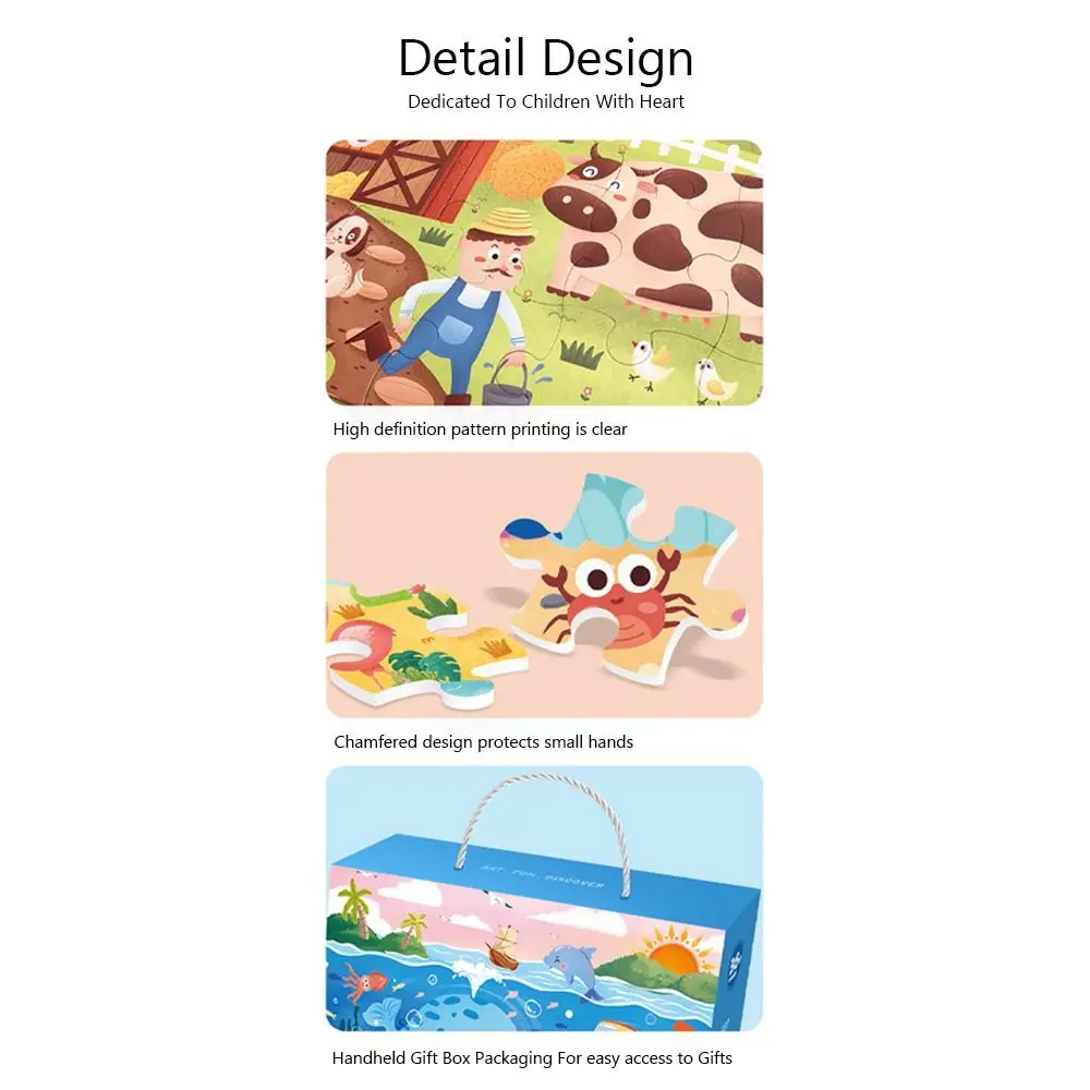

Creative Cartoon Large Puzzle Gift Box Multicolor Beginner Advanced Educational Puzzles 24/48/60pcs Forest Animal Vehicle