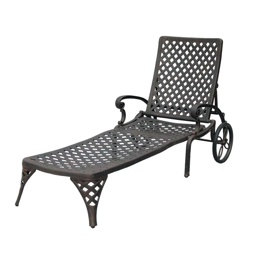 

Кресло для отдыха в бассейне Villa, кресло для отеля из кованого железа с высокой спинкой, комплект из трех частей, кровать из литого алюминия на колесах