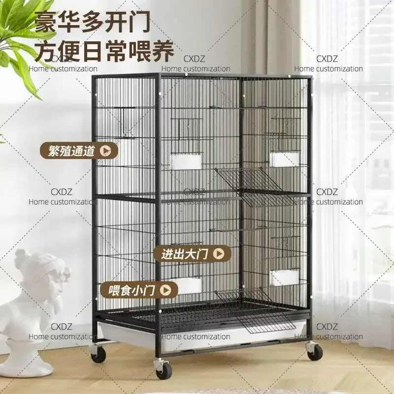 Large Oversized Bird Cage for Parrots Starlings and Squirrels Household Breeding Aviary with Raised Base Durable Metal Wire