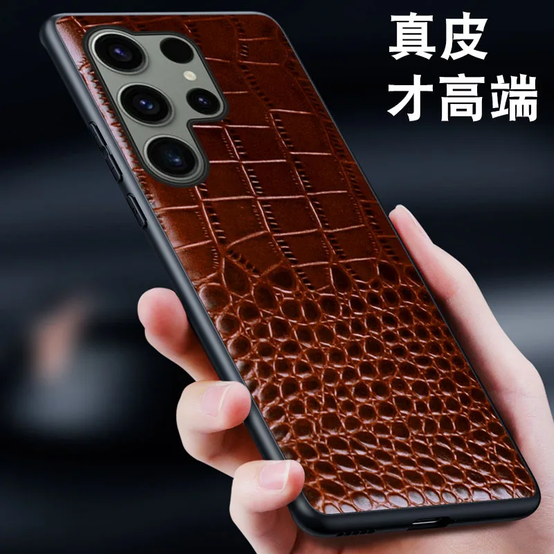 

Роскошный чехол из натуральной коровьей крокодиловой кожи с магнитной крышкой для мобильного телефона, чехол-книжка для Samsung Galaxy S23 Ultra + Plus, чехлы для телефонов Funda