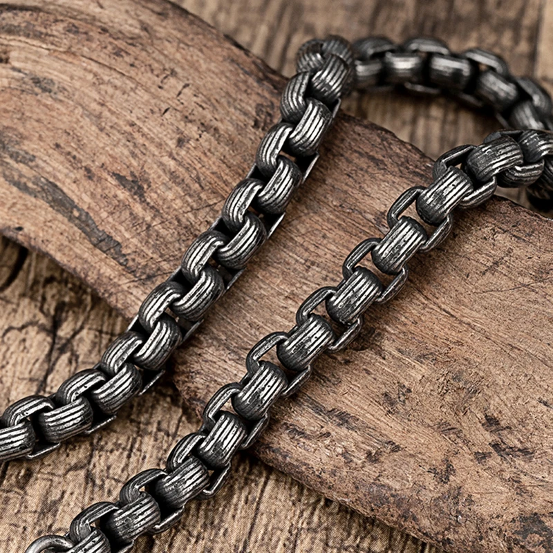 Men Vintage Punk Hip Hop lobster clasps Bracelet Boy Trendy Personality Coarse Stainless Steel Cast Wristband For Boyfriend Gift