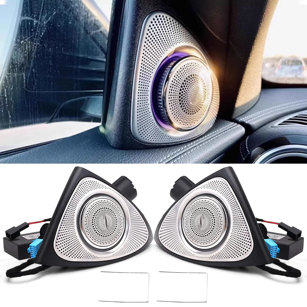 Für Mercedes Benz E-Klasse W213 E200 E250 E300D 3D Rotation Glow Hochtöner Lautsprecher 64 Farben RGB Umgebungslicht LED Lautsprecher Horn